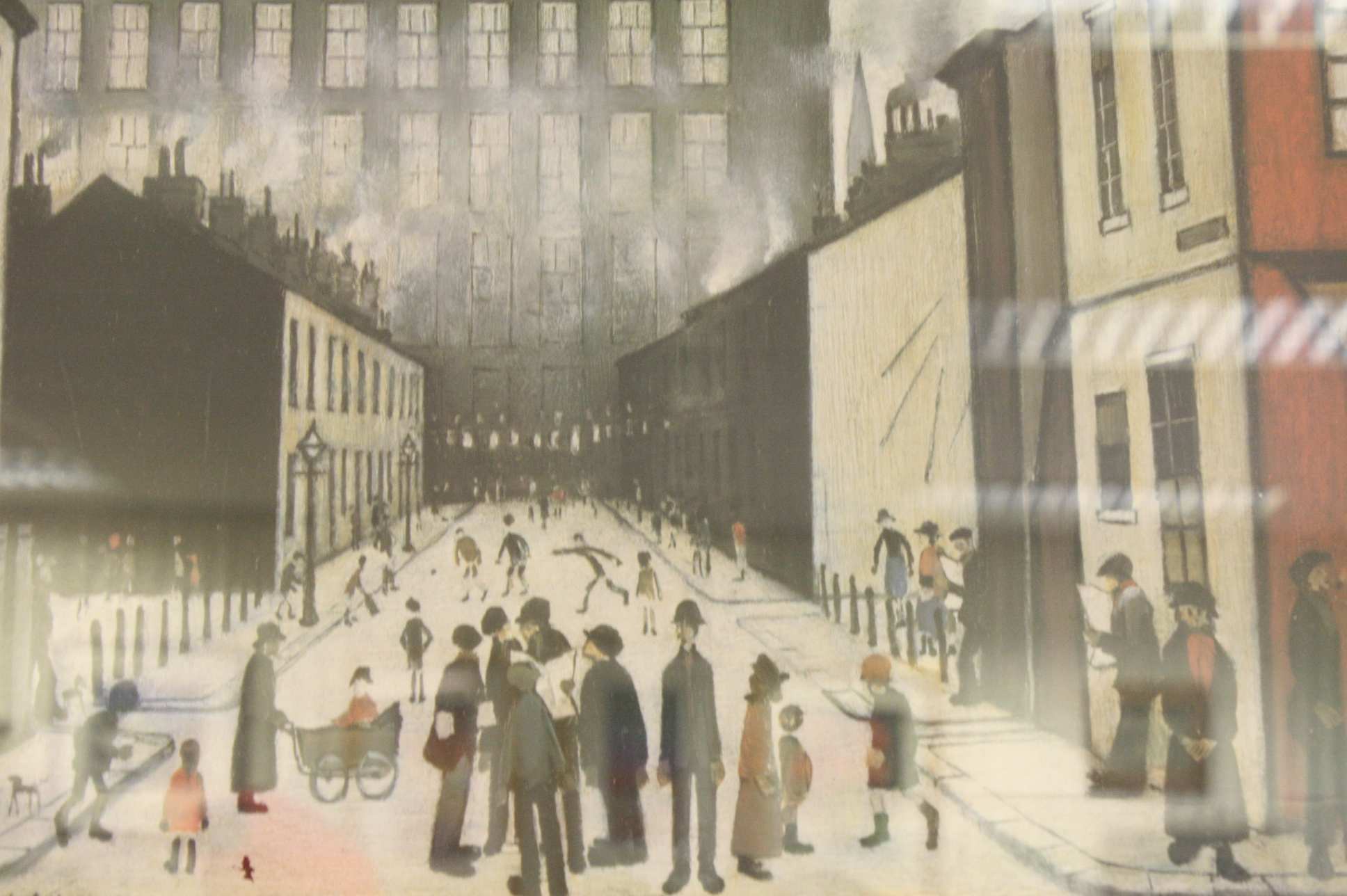 LS Lowry 1887-1976, a framed print, northern street scene with figures, 39 x 49cm - Image 2 of 2