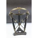 Empire Style Wrought Iron and Brass Stand with Rams Head Mounts, h.38cms