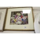 C P Shilton, Mixed Media Painting of a Still Life Floral Display, 24cms x 28cms, framed and glazed