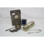 A small collection of sterling silver to include an Edwardian silver bound volume of common prayer.