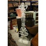 Victorian Style White Painted Metal Hall Stand comprising Coat Hooks and a Stickstand, h.164cms