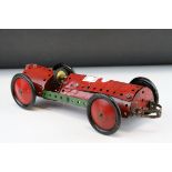 Vintage Meccano Model of a Red Racing Car, l.28cms