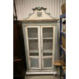 19th century Cream Painted Bookcase with two wire doors, h.174cms w.97cms