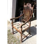 Early 20th century Oak Carolean Style Elbow Chair