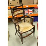 Ash Ladder Back Elbow Chair with rush seat