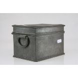 Chinese Lead Tea Caddy / Box with engraved decoration including figures, birds and foliage,