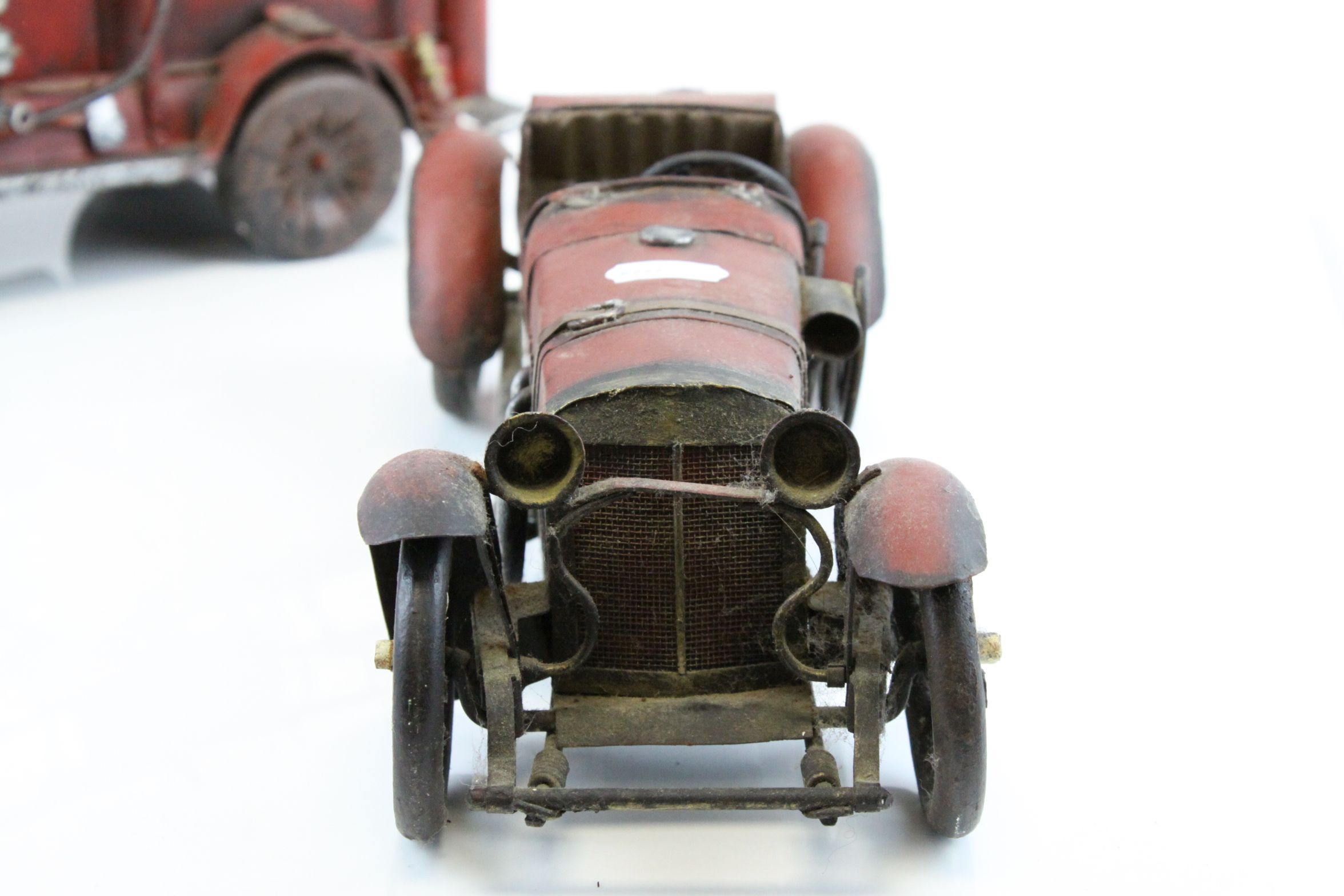 Tin Plate Model of a Vintage Fire Engine, L.40cms together with a Tin Plate Model of a Car and a - Image 5 of 7