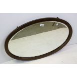 Edwardian Mahogany Inlaid Framed Oval Mirror