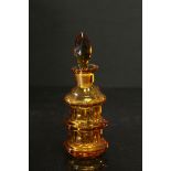 Mid 19th century amber cut glass scent bottle, h.11.5cms
