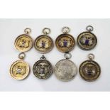 A collection of 8 x hallmarked 9ct sports medals (Weight 68g).