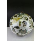 Large Glass Witches Ball with decoupage decoration, approx h.36cms