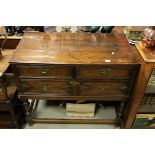 Carolean Style Oak Chest of Two Drawers on Turned Legs, h.83cms w.100cms