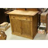 Pine French farmhouse kitchen base with two doors and drawer above