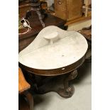 Victorian Demi-Lune Washstand with Marble Top, the front lion paw carved leg, h.91cms w.89cms