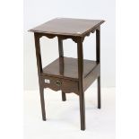 Georgian Mahogany Square Washstand with Pot Shelf and Drawer, h.72cms w.40cms