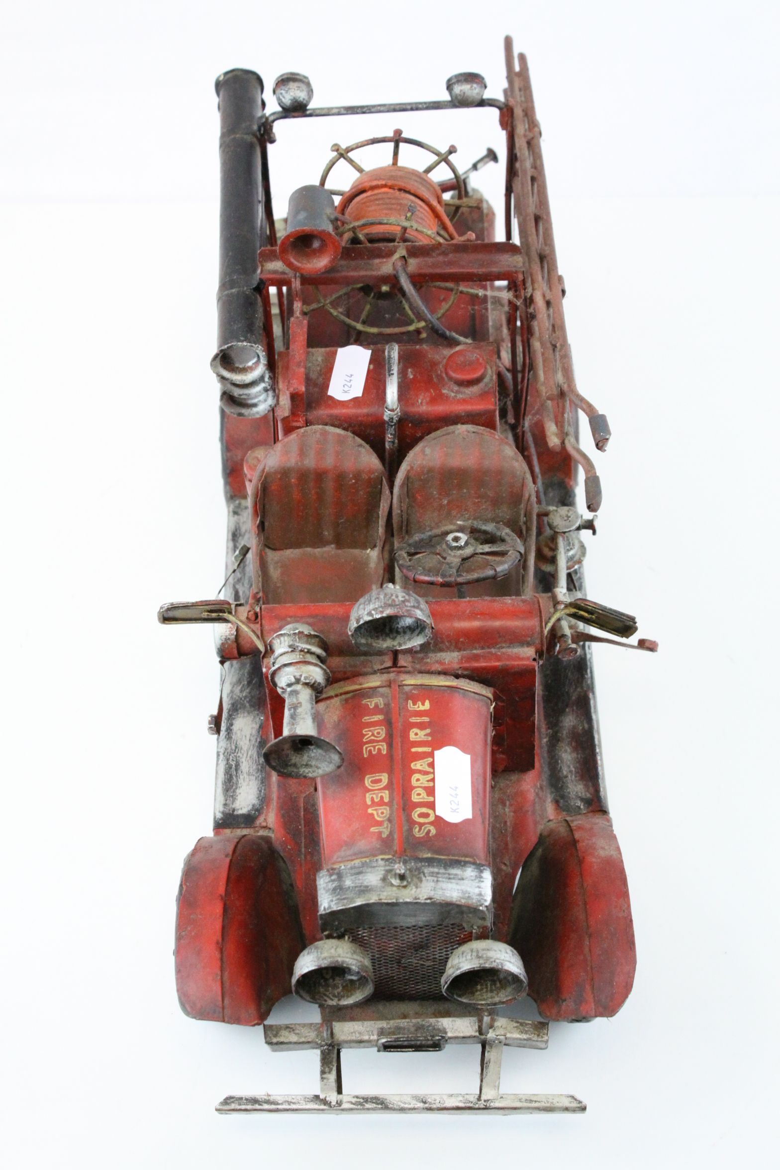 Tin Plate Model of a Vintage Fire Engine, L.40cms together with a Tin Plate Model of a Car and a - Image 7 of 7