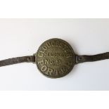 Early 20th century Gloucester Market Porter's Badge with Leather Straps