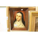 Oil on board of a nun, 23cms x 16cms