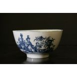 A late 18th century caughley tea bowl with transfer print in the mother & child pattern.