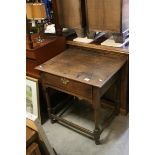 George III Oak Side Table with Single Drawer and raised on Turned and Block Supports with Square