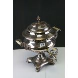 19th century Silver Plated Tea Urn and Cover with Turned Ivory Handles, stamped RL, 42cms high
