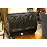 Gothic Style Hanging Wall Cupboard with Coat Hooks, L.49cms