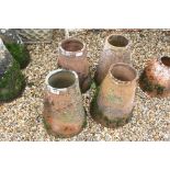 Four Old Terracotta Rhubarb Forcers, tallest h.53cms