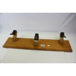 Wooden Coat Hooks with Three Painted Duck Head Hooks, L.75cms