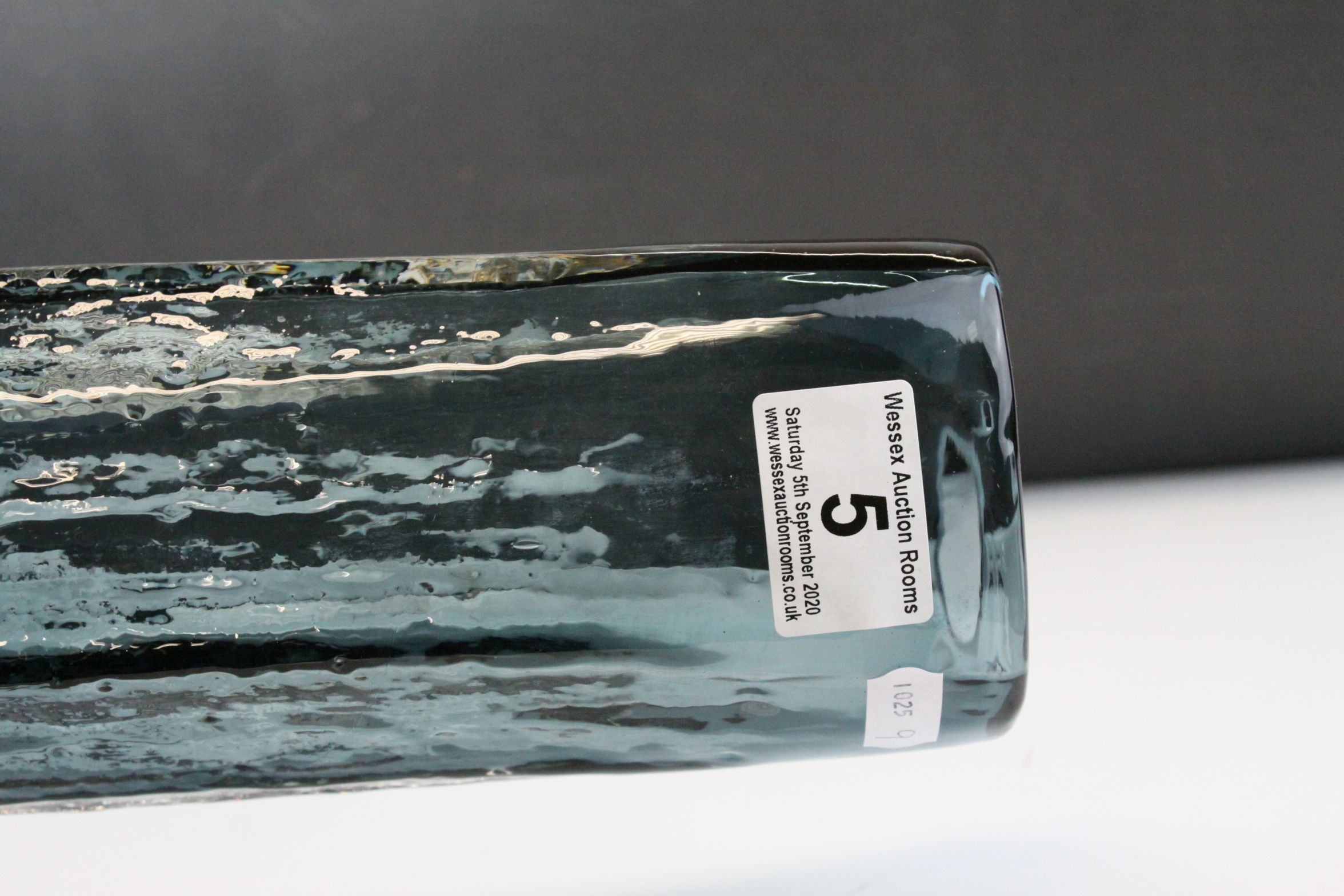 Geoffrey Baxter for Whitefriars, Textured Glass 'Cucumber' vase, pattern 9679 in Indigo, h.30cms - Image 4 of 6