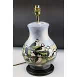 Moorcroft ' Puffin ' Baluster Table Lamp, height to top of ceramic body 28cms