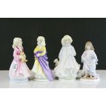 Four Royal Doulton Limited Edition NSPCC Figures including Charity no. 3625, Lullabu no. 2355, Faith