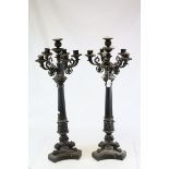 Pair of Louis Philippe Bronze Six Branch Candelabra (a/f), h.72cms