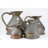 Set of Four Late 19th / Early 20th century Copper Graduating Measuring Jugs, ranging from 4