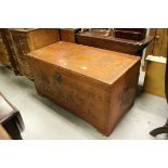 20th century South East Asian Carved Camphorwood Blanket Chest, L.104cms h.55cms