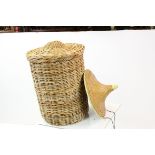 Wicker Linen Basket and an Oriental Wicker Hat