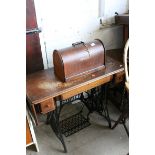 Oak Treadle Singer Sewing Machine, L.93cms