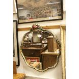 1920's / 30's Barbola Shaped Framed Wall Mirror with Bevelled Edge, h.61cms