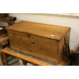 A Victorian large pine seamans chest with fitted candle box
