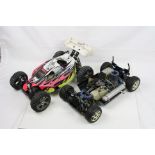 Two remote control cars to include a Hobao Hyper7 Nitro buggy 4WD 1/8 scale together with a Kyosho