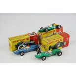 Three boxed Dinky diecast models to include 240 Cooper Racing Car in blue, 241 Lotus Racing Car in