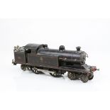 Unmarked clockwork diecast O gauge L & WR 44 4-4-2 locomotive in black livery, play worn, no key