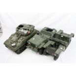 Three Action Man vehicles to include Cherilea Centurion Tank, Hasbro Jeep and Palitoy AM Jeep (crack
