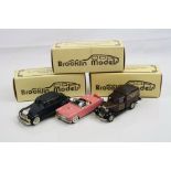 Three boxed Brooklin Models 1/43 metal models to include No 16 1936 Dodge Van Bimbo, No 13 Ford