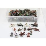 Quantity of mid 20th metal soldiers & figures to include Britains, featuring Wild West, Guards etc