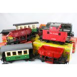 Lehmann G Scale - Eight items of rolling stock to include coaches and wagons, all with incorrect