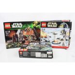 Star Wars Lego - Three boxed sets to include 75017b Duel on Geonosis, 7749 Echo Base and 75168