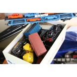 Collection of HO / OO gauge model railway to include 37 x items of rolling stock, track, boxed