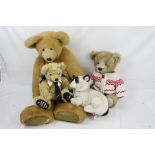 Four contemporary soft toys to include large Maureen Reed teddy bear (30"), 2011 Harrods Bear,