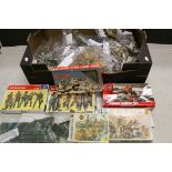 Large group of vintage plastic figures to include Airfix Footballers, boxed Italeri military