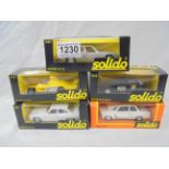 Five boxed Solido diecast models, all ex-shop stock, to include 2 x 1096 Jaguar XJ12 (in white &